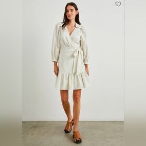 Rails Kiara Ivory Seersucker Cotton Blend Mini Wrap Dress